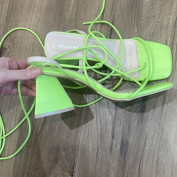 ASOS Raid Gorgeous lime green lace up sandals - Picture 8 of 8